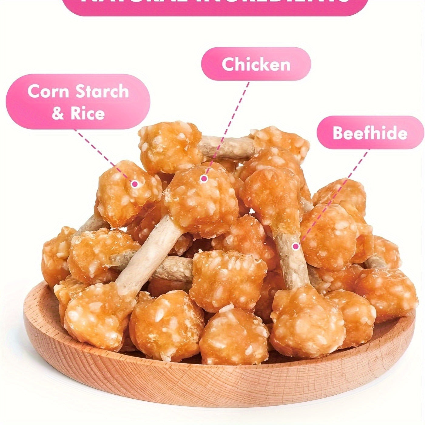 Chicken Dog Training Treats Dumbbell Shape – Natural High Protein Reward Snacks for Small Medium Large Dogs, Rice & Chicken Flavor, Long-Lasting Chew