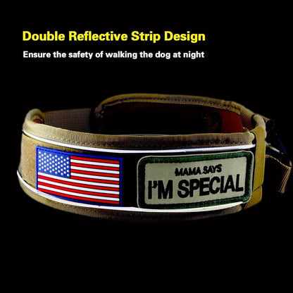 Tactical Dog Collar with Handle & Reflective Stitching – 2.6" Heavy Duty Nylon Collar for Medium & Large Dogs | M, L, XL