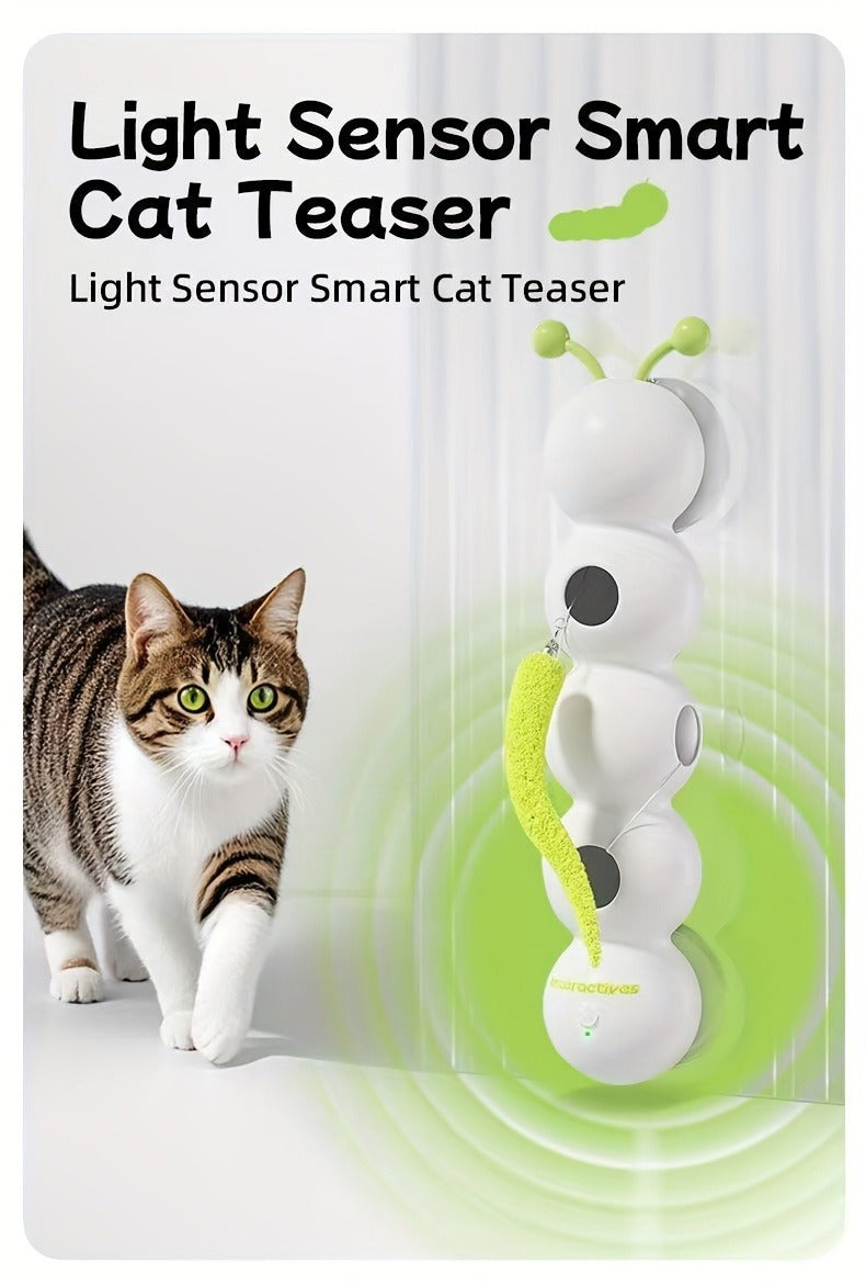 Automatic Caterpillar Cat Toy Interactive Electric Teaser for Indoor Cats - Self-Moving Worm Chasing Toy Stimulates Hunting Instincts Keeps Cats Active & Entertained