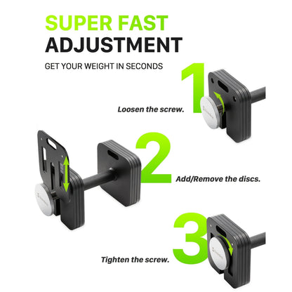 Quick-Lock Adjustable Dumbbell Set 10–80LB – 5LB Increments Square Weight Plates for Home Gym Fitness, Compatible Longer Screws & Add-On Plates Available