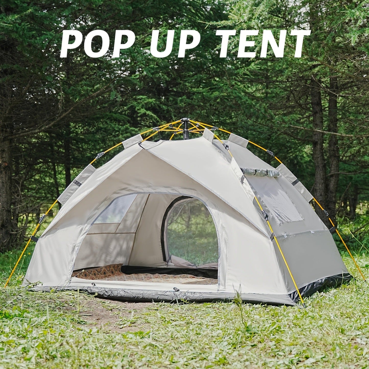 Pop Up Camping Tent Instant Setup – Automatic Windproof Lightweight Tent with Dual Doors & Mesh Windows, All-Season Waterproof Design for 1-3 & 3-4 Person, Ideal for Camping, Hiking & Travel