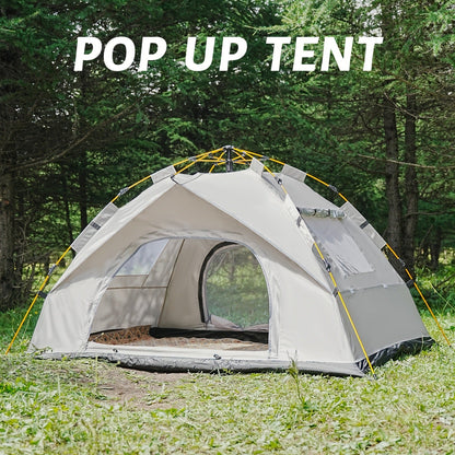 Pop Up Camping Tent Instant Setup – Automatic Windproof Lightweight Tent with Dual Doors & Mesh Windows, All-Season Waterproof Design for 1-3 & 3-4 Person, Ideal for Camping, Hiking & Travel