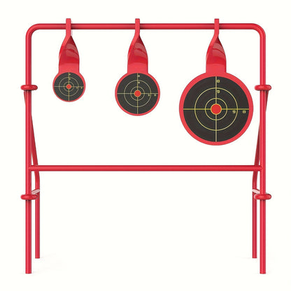 Triple Spinner Shooting Target – .22LR Rimfire Steel, 3 Floating Targets + 15 Bullseye Paper Targets, Foldable & Easy Setup