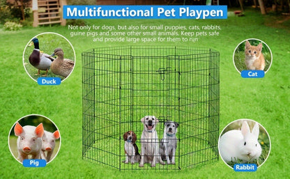 Foldable Metal Wire Dog Playpen & Pet Gate – 24/30/36/42" Indoor Outdoor Fence for Large Medium Small Dogs