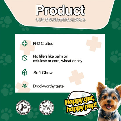 Dog Probiotic Chews for Digestive Health - Chicken Flavor Soft Chews with Probiotics for All Breeds, Supports Gut Health, Bloating & Diarrhea Relief, 90 Count per Bottle