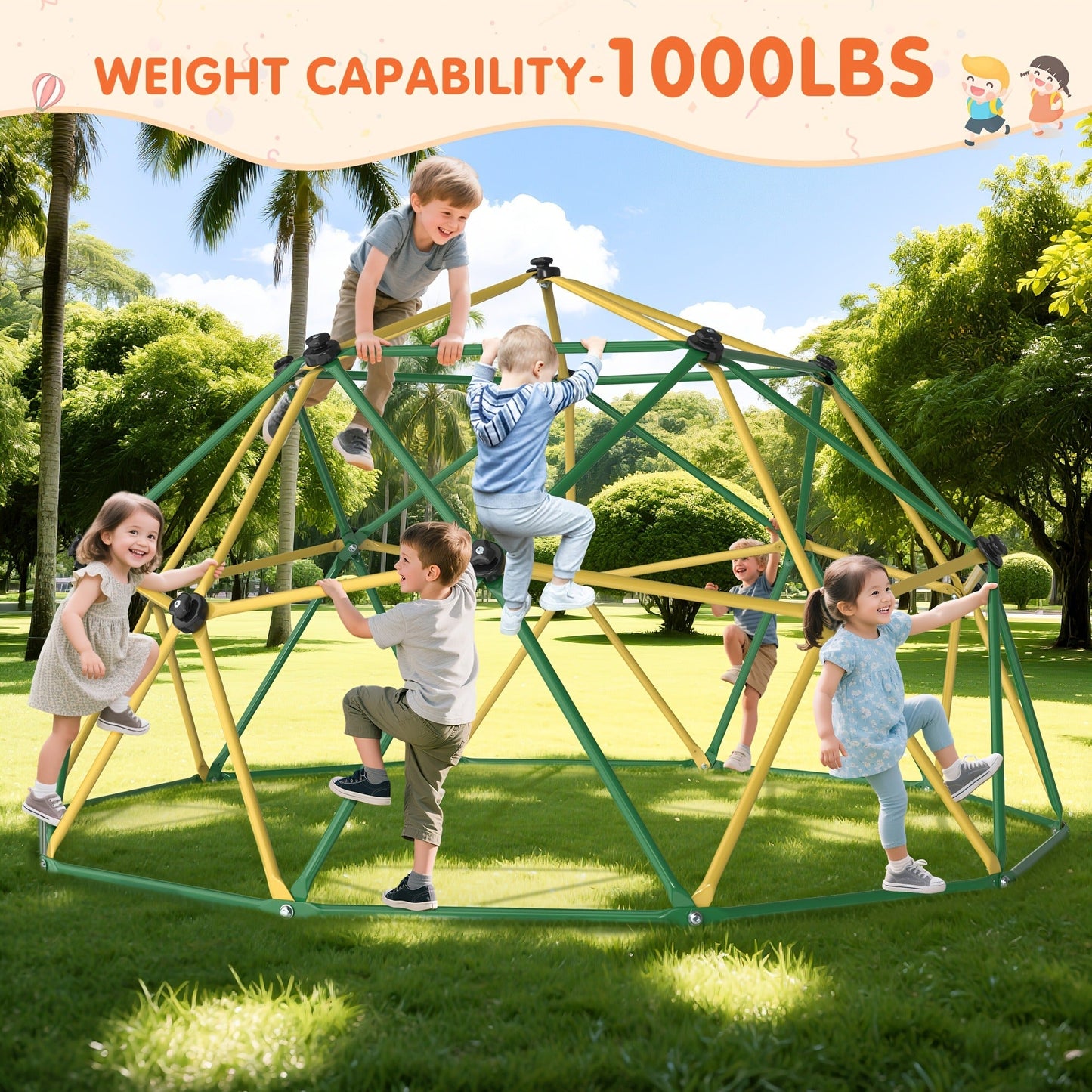 10FT Kids Climbing Dome with Hammock Swing Disc Swing Backyard Jungle Gym Steel Frame Outdoor Play Equipment 1000 LBS Capacity Gift for Boys Girls Ages 3-10