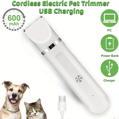 Pet Hair Clipper 4-in-1 Cordless Grooming Kit with Nail Trimmer Limit Combs USB Rechargeable for Dogs Cats Small Animals Thick Coat