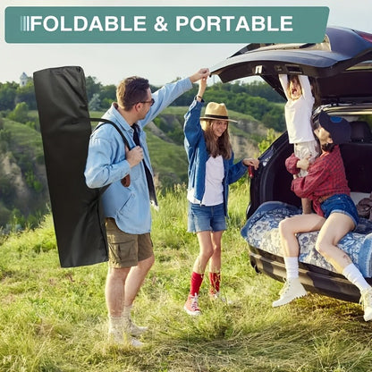 Camping Cot 74 Inch Heavy Duty Folding Bed – Portable Foldable Sleeping Cot with Double-Sided Plaid Mattress & Carry Bag, Outdoor Lounger for Sports Field, Backyard & Guest Use (74x30 in)