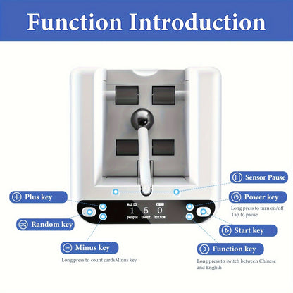 Automatic Card Dealing Machine – Double Layer 360° Rotating Electric Card Dealer with 5000mAh Rechargeable Battery, Hands-Free Auto Card Dispenser for Poker, Board Games & Family Game Night, Black or White