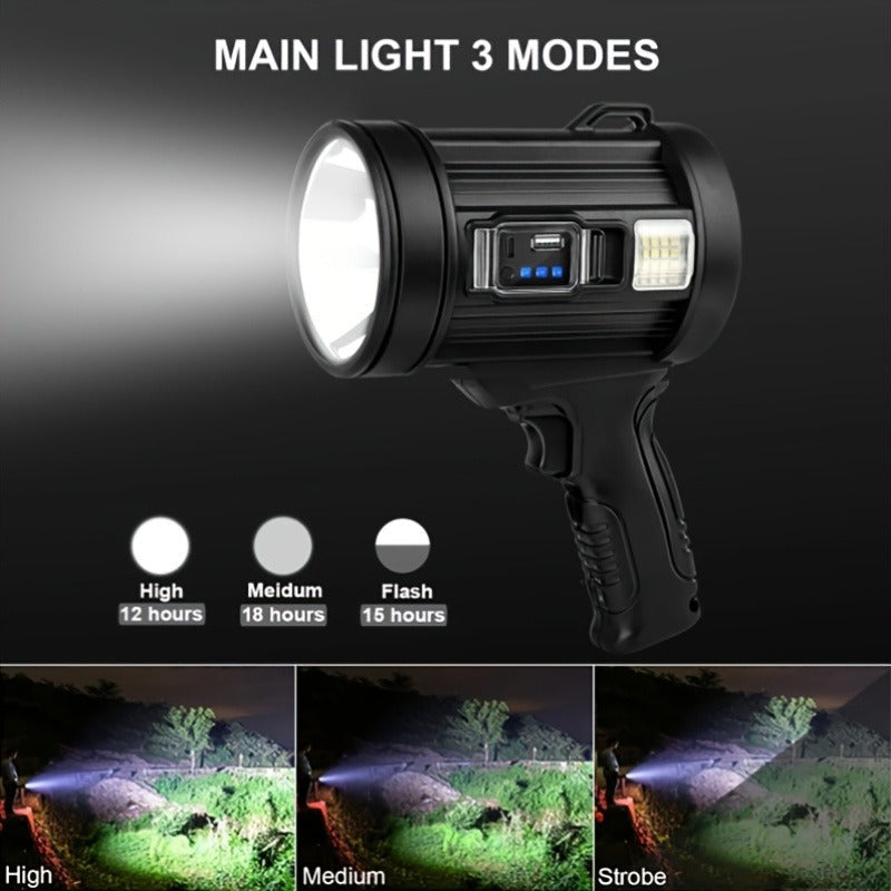 Waterproof LED Flashlight 6 Modes 3 Color Filters Solar USB Rechargeable IPX4 Torch for Hunting Camping Boating Hiking Emergency