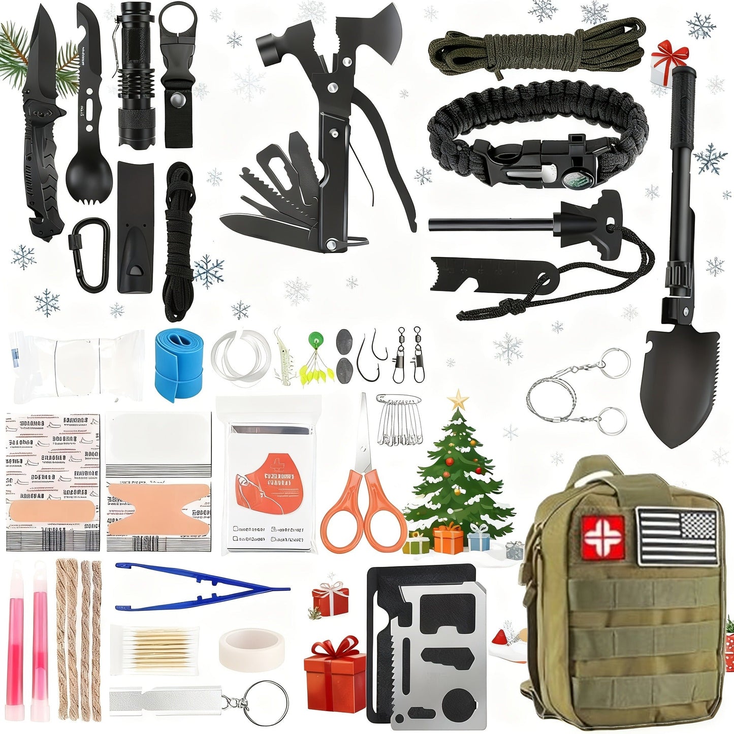 Outdoor Multifunctional Tool Kit 212 260 Piece Professional Camping Gear Bag for Men Women Hiking Hunting Adventure Gift Black Green Khaki