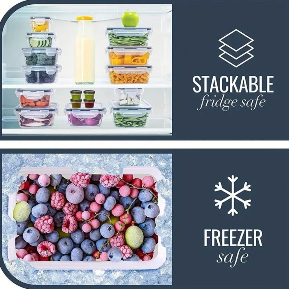 Sealed Food Storage Containers with Lids - Microwave Safe Outdoor Picnic Lunch Box Set for Salads, Fruits, Vegetables & Sandwiches, Durable Leak-Proof Meal Prep Containers, Available in 24/40/48pc Sets
