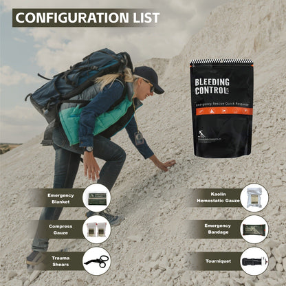 IFAK Trauma Kit Compact Black – Survival First Aid Kit with Bandages, Compressed Gauze & Scissors for Car, Family Trips, Outdoor Adventures, Hiking & Emergency Preparedness