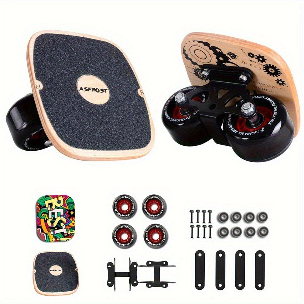 Split Drift Skateboard with PU Wheels & High-End Bearings | 7-Layer Maple Deck Anti-Slip Portable Roller Road Drift Skates Plate – Flexible Lightweight Design for Tricks & Street Skating (2 Styles)