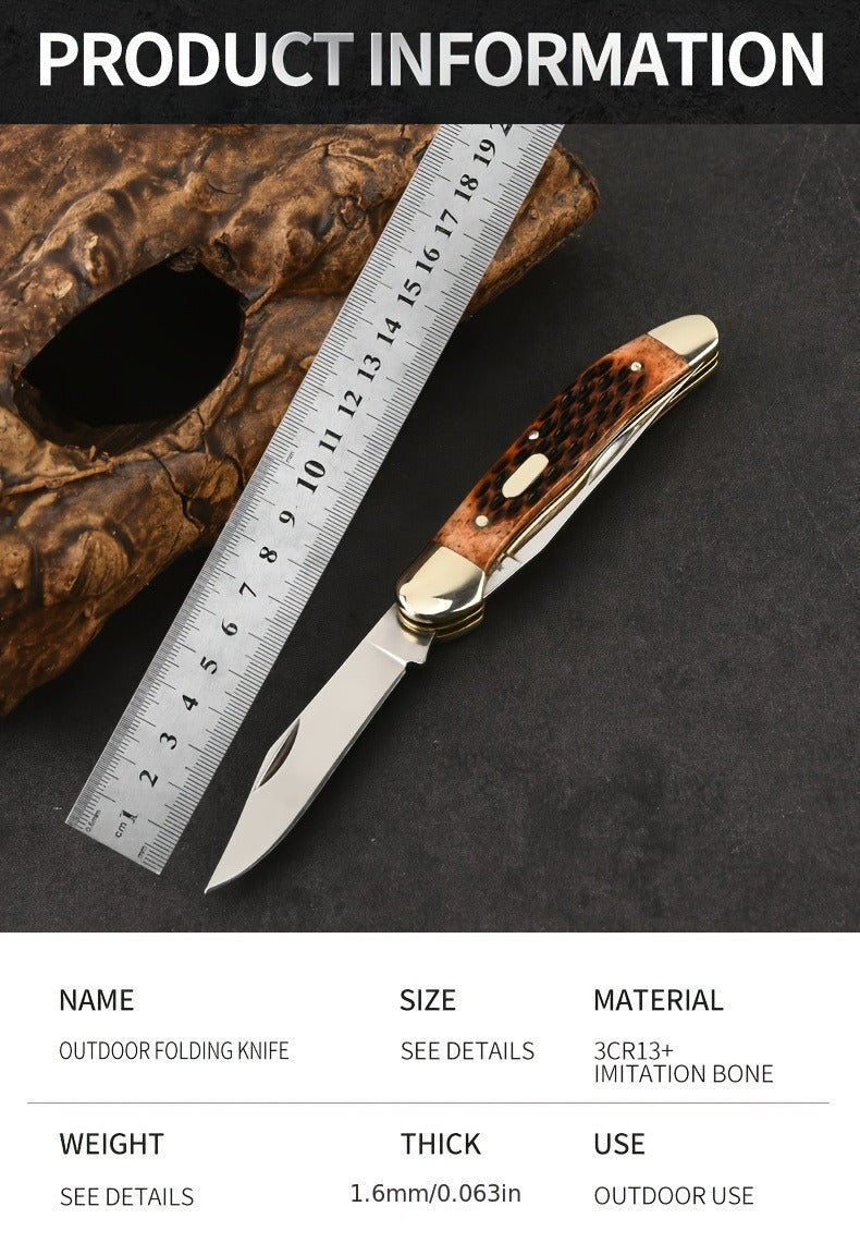 Folding Pocket Knife Handcrafted Multi-Tool with White Copper Finish, Wood Grain & Cow Bone Handle – Portable EDC Blade for Camping, Hunting & Everyday Carry, Best Gift for Men