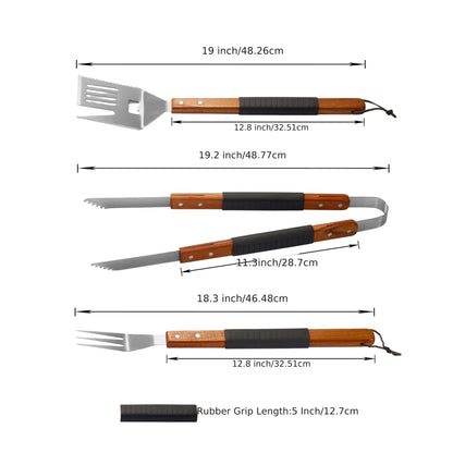 BBQ Grill Tool Set Stainless Steel – 430 Food-Grade Fork, Knife & Griddle Tools with Click Assembly Design – Outdoor Barbecue Utensil Kit for Camping, Backyard & Grilling