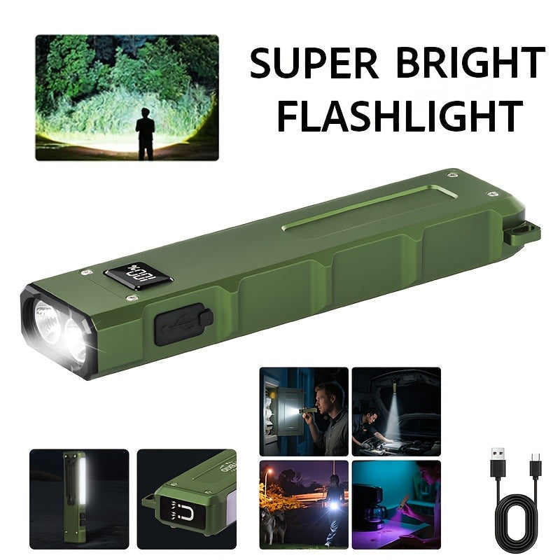 Magnetic LED Flashlight 9 Modes UV Side Light Digital Display 1500mAh Rechargeable Aluminum Torch for Home Emergency Camping