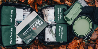 Pet First Aid Kit for Dogs & Cats – 50-Piece Emergency Supplies with Bandages, Gauze, Scissors & Disposable Booties, Portable Nylon Bag for Hiking Camping Travel, FSA HSA Eligible