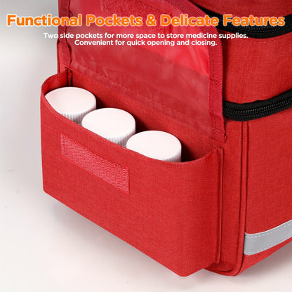 Lockable Medicine Organizer Bag with Combination Lock, Double-Layer Large Capacity Pill Bottle Storage Case for Prescription Bottles First Aid Supplies Home Travel, Portable Medication Carry Bag Red Grey Black