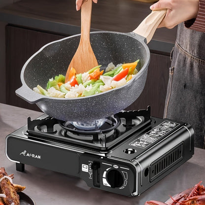 Portable Butane Stove – Cassette Camp Burner with Piezoelectric Ignition & Safety Lock for Camping Hiking BBQ Korean Cooking Outdoor