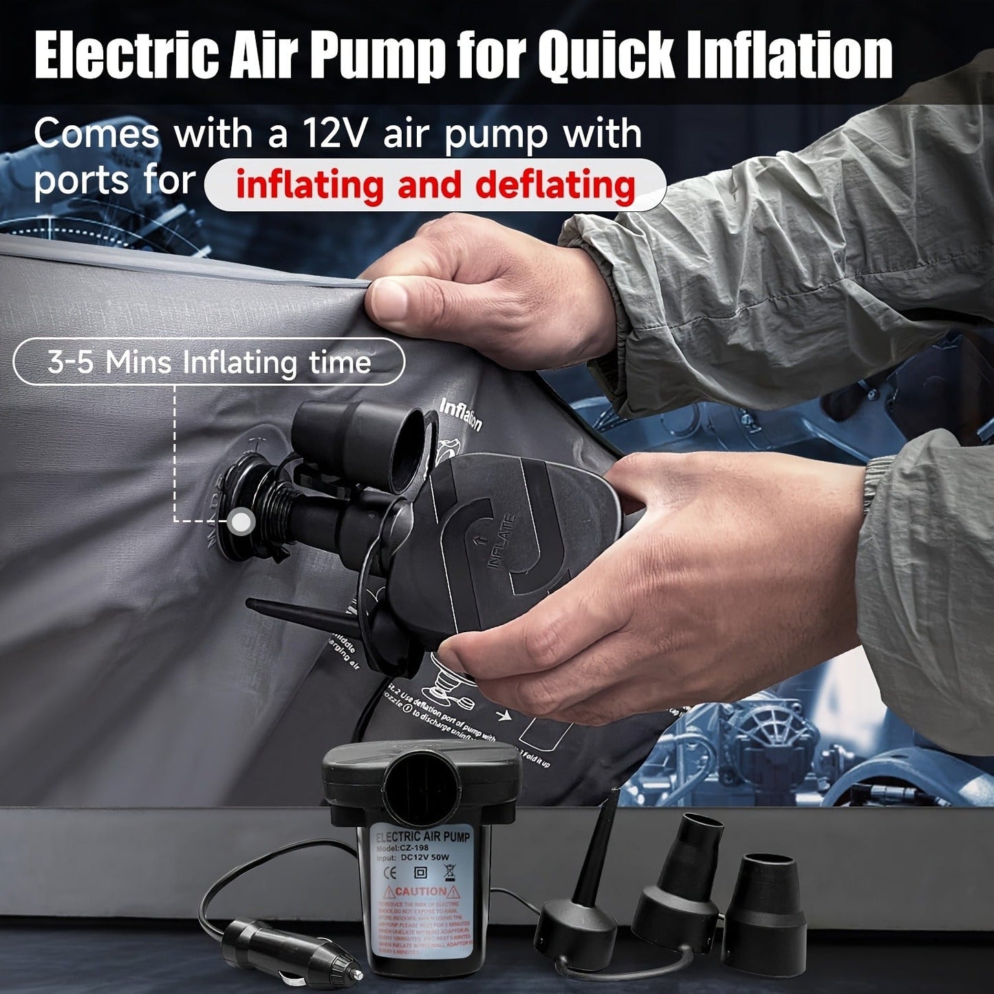 Car Inflatable Mattress Air Bed for Truck SUV MPV Back Seat with 2 Pillows Portable Camping Air Mattress for Road Trips Hiking Backpacking Outdoor Travel Black Dark Blue