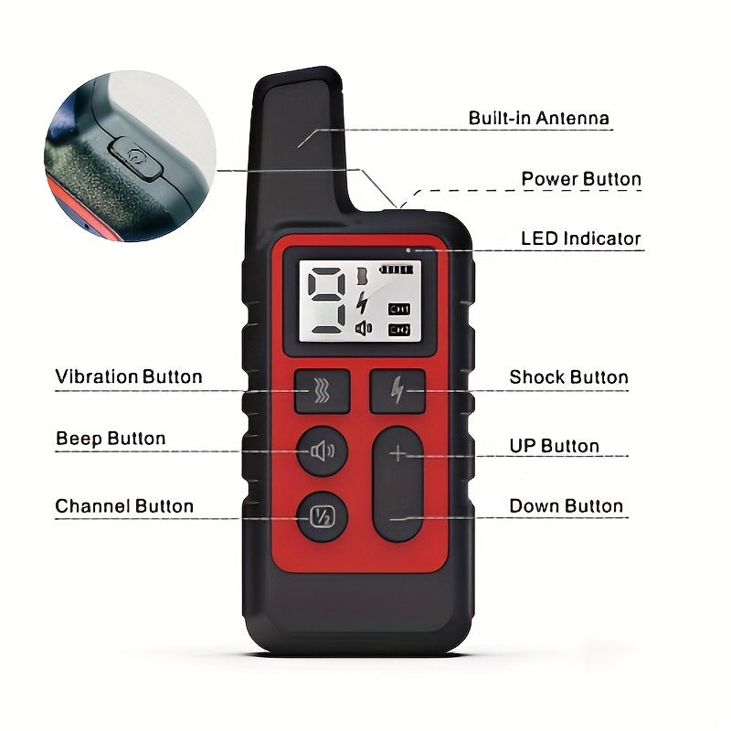 Bark Control Collar with Remote 9-Level Adjustable – Rechargeable Dog Training Collar with Sound, Vibration & Shock Modes, 500m Range for Small Medium Large Dogs (Red & Black)