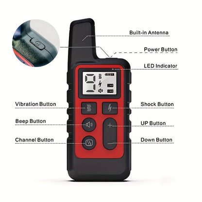 Bark Control Collar with Remote 9-Level Adjustable – Rechargeable Dog Training Collar with Sound, Vibration & Shock Modes, 500m Range for Small Medium Large Dogs (Red & Black)