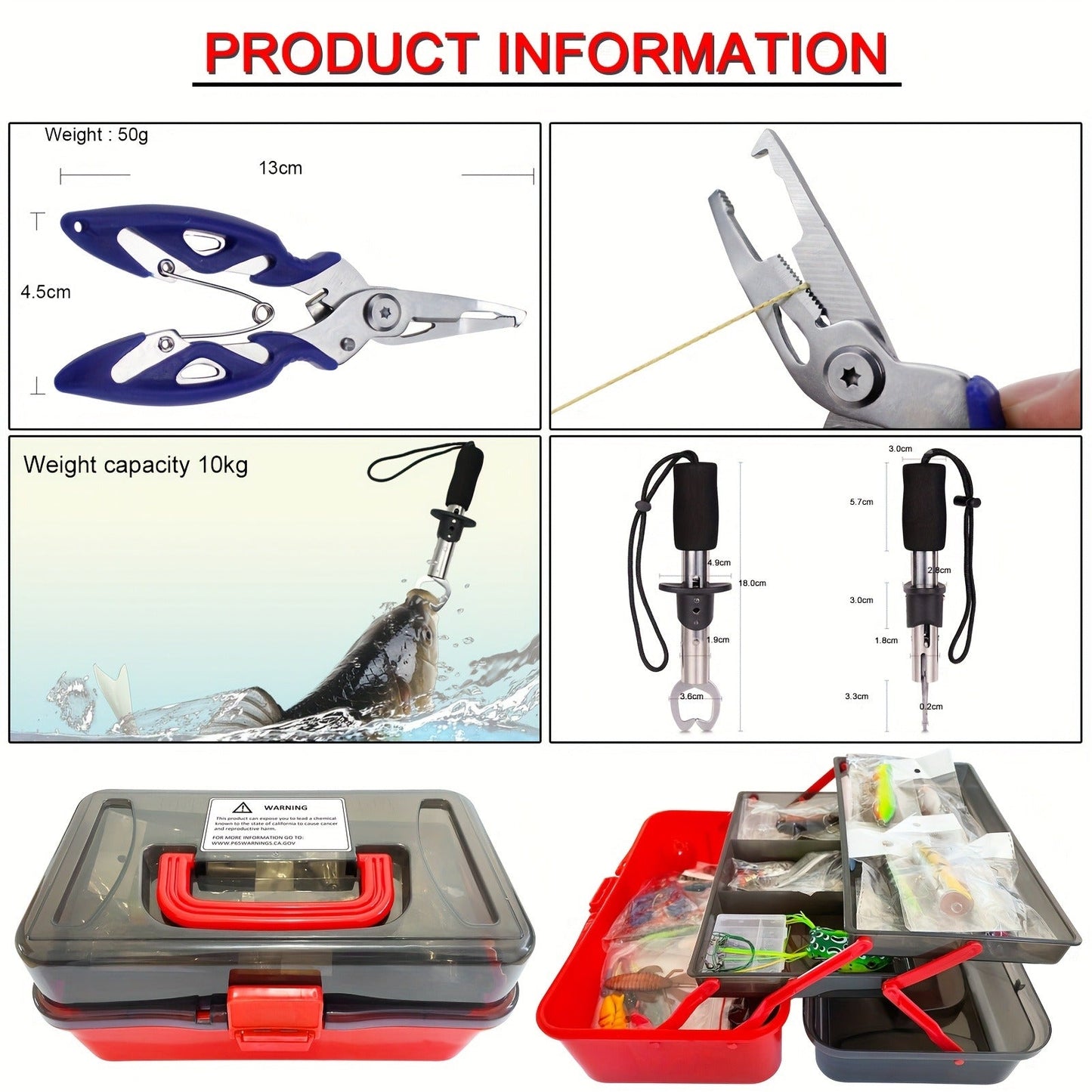 491-Piece Fishing Lures Kit – Complete Tackle Box Set with Soft Lures, Sinker Weights, Hooks, Jigs, Spinnerbait, Crankbait, Minnow & Plier for Freshwater & Saltwater | Fishing Gifts for Men
