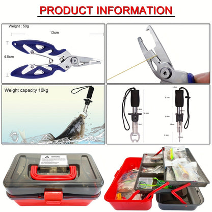 491-Piece Fishing Lures Kit – Complete Tackle Box Set with Soft Lures, Sinker Weights, Hooks, Jigs, Spinnerbait, Crankbait, Minnow & Plier for Freshwater & Saltwater | Fishing Gifts for Men