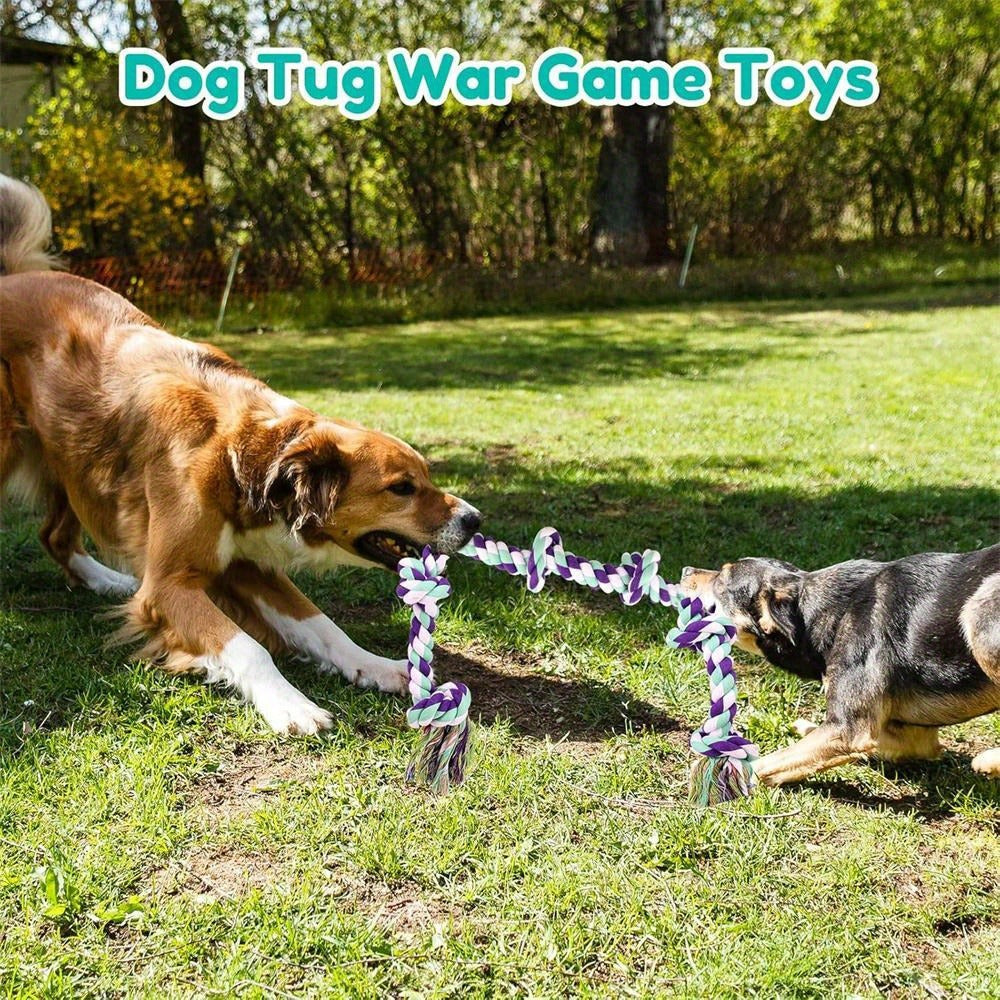 Rope Dog Toy 6-Knot Tug of War Chew Toy for Large Dogs - Heavy Duty Teeth Cleaning Rope Bone Toy for Aggressive Chewers, Durable Interactive Play & Dental Health Toy for Medium Large Dogs