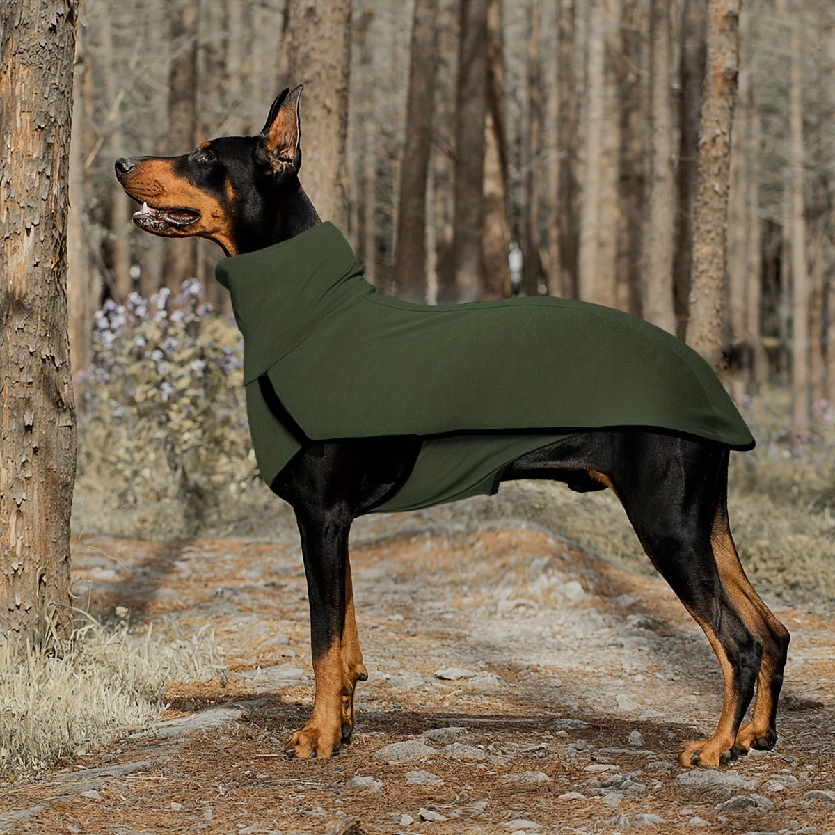 High Neck Dog Coat Warm Pullover – Solid Color Woven Polyester Pet Jacket, Machine Washable, All-Season Fall & Winter Dog Apparel for Small Medium Large Breeds, Colors: Burgundy, Navy, Green, Sizes XL–4XL