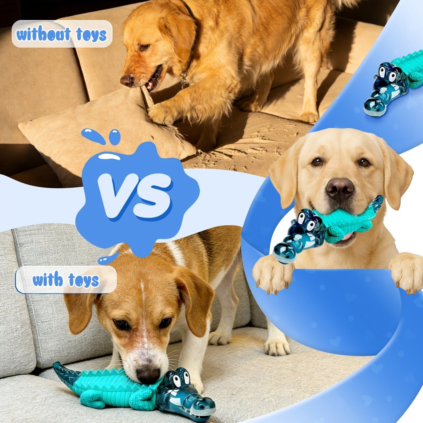 Indestructible Dog Chew Toy for Large & Medium Dogs - Tough Rubber Crocodile Chew Toy with Milk Flavor & Dental Ridges, Durable Dog Toys for Aggressive Chewers 20-100 lbs, Reduces Anxiety & Boredom