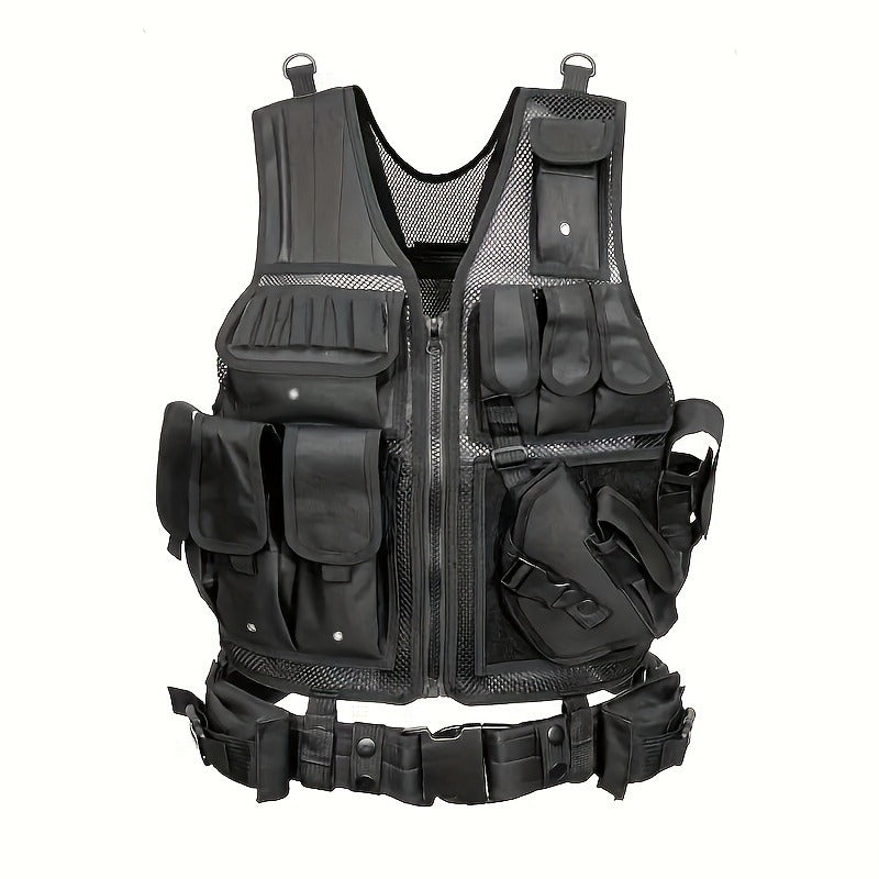 Tactical Fishing Vest with Quick Release – Lightweight Breathable Multi-Pocket Outdoor Vest for Men Camping Hiking Hunting Training – Available in Black Khaki Army Green