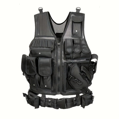 Tactical Fishing Vest with Quick Release – Lightweight Breathable Multi-Pocket Outdoor Vest for Men Camping Hiking Hunting Training – Available in Black Khaki Army Green