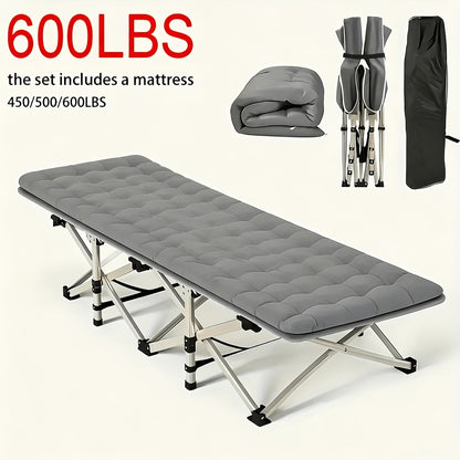 Folding Camping Bed Heavy Duty 450/500/600 lbs – 75 Inch Portable Foldable Guest Bed with Flip Mattress & Carry Bag, Outdoor Cot for Adults Travelers Garden Backyard