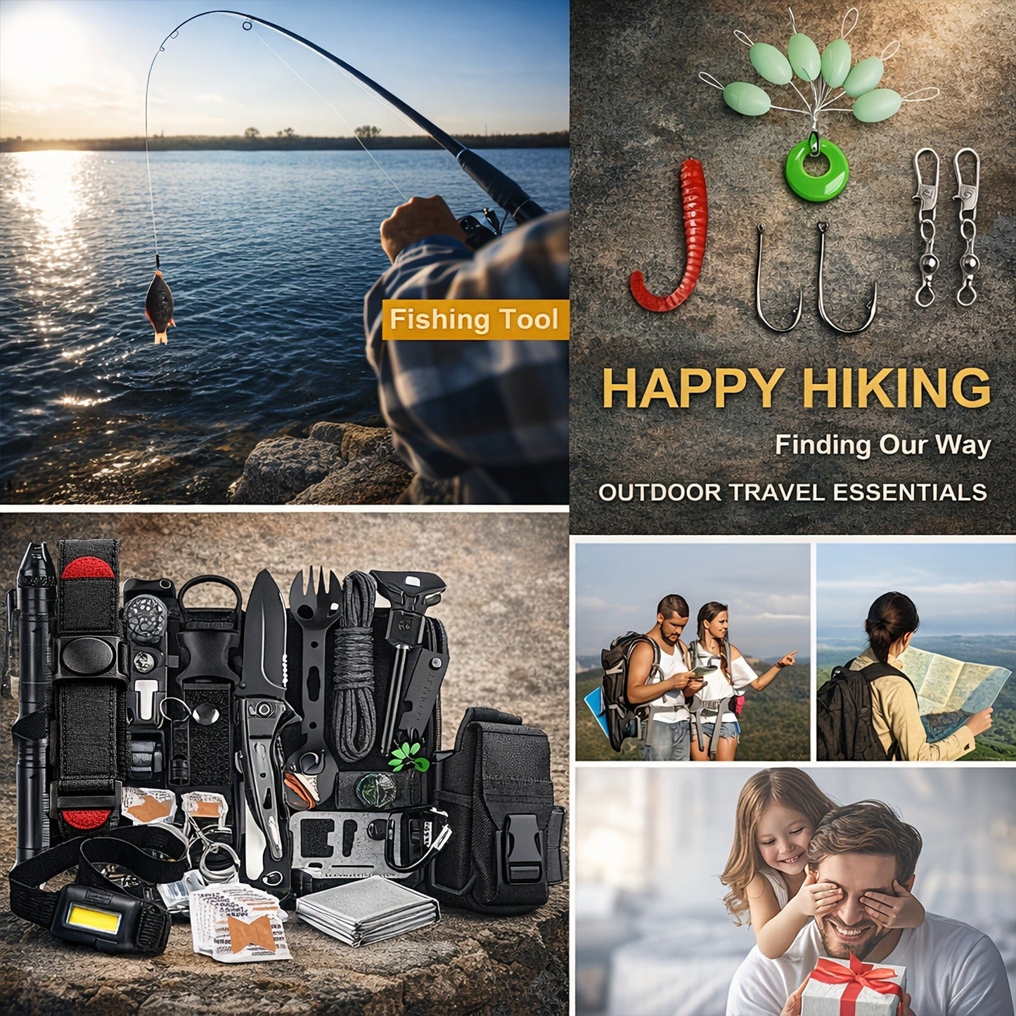 Camping Survival Kit Gift Set 19-in-1 – Emergency Survival Gear with Magnesium Fire Starter, Ideal Birthday Gift for Men, Dad, Husband, Fishing, Hunting & Outdoor Adventures