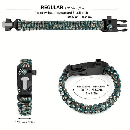 Paracord Survival Bracelet 2-Pack – 5-in-1 Tactical Emergency Bracelet with Fire Starter, Compass, Loud Whistle & Scraper, Outdoor Gear for Hiking, Camping, Fishing, Hunting & Survival Kit