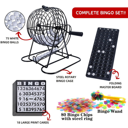 Bingo Cage Machine Set with Wand Manual Lottery Ball Spinner for Party Game Night Halloween Christmas