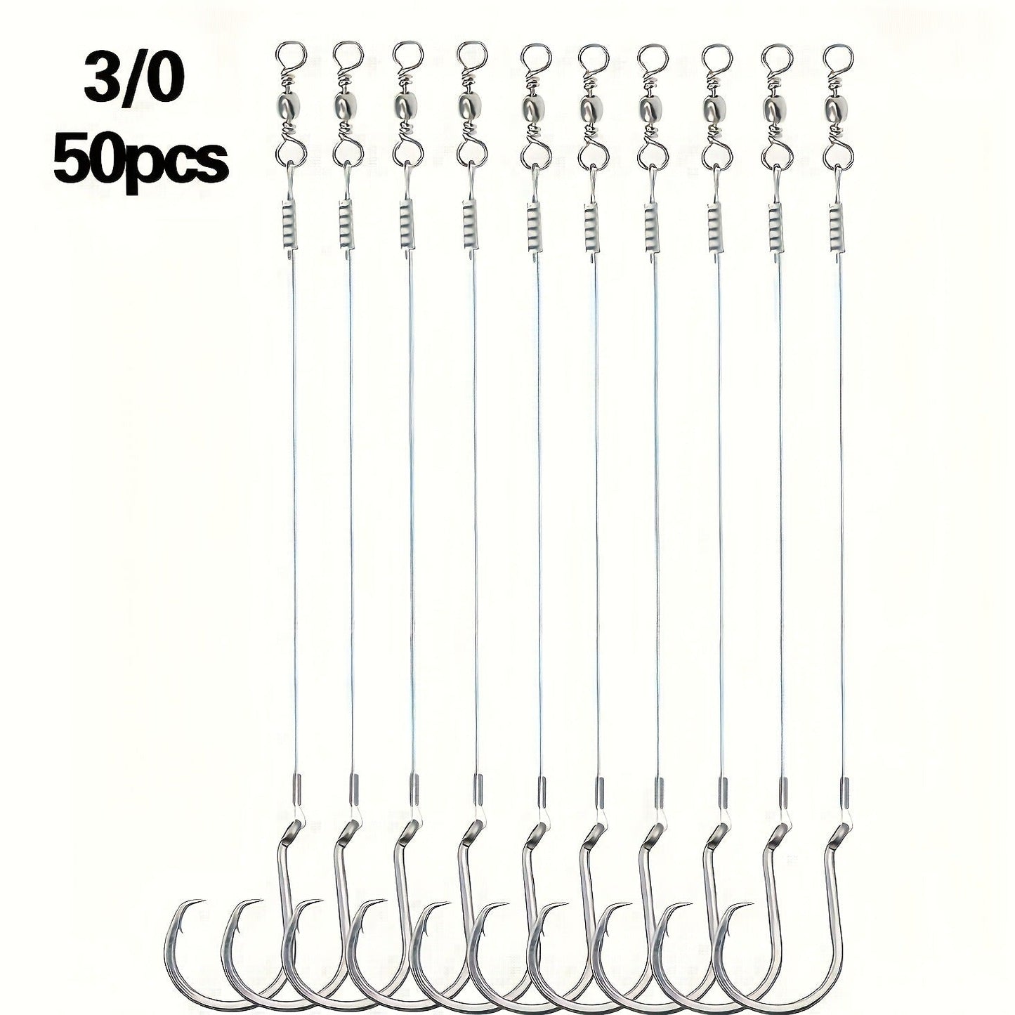 Circle Hooks 50pcs – Octopus Offset Steel Fishing Hooks for Catfish, Bass, Saltwater & Freshwater, Size 1/0 to 7/0