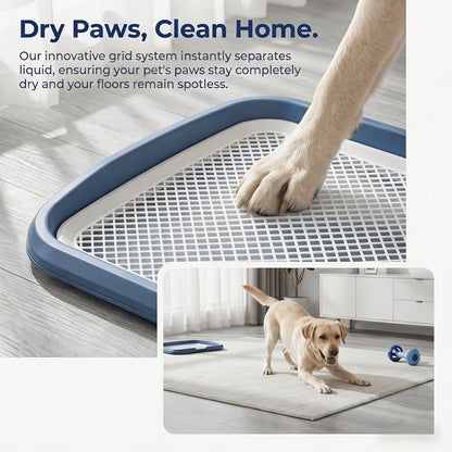 Indoor Dog Potty Tray with Removable Grating - Leak-Proof Puppy Training Toilet, Washable Pee Pad Holder for Apartments, Easy Clean Dog Bathroom, 7 Colors, Small & Large Sizes