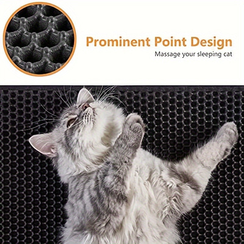 Cat Litter Mat Honeycomb Double Layer - Waterproof Urine-Proof Washable Litter Trapping Mat, Reduces Scatter & Easy to Clean, 2 Sizes & 3 Colors for Indoor Cats