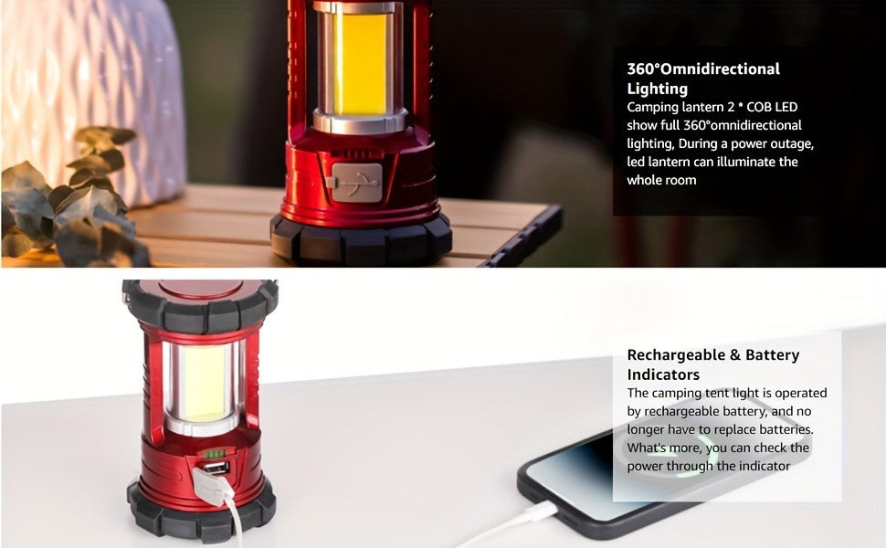 1500 Lumen Camping Lantern with Phone Charger – 2 Pack