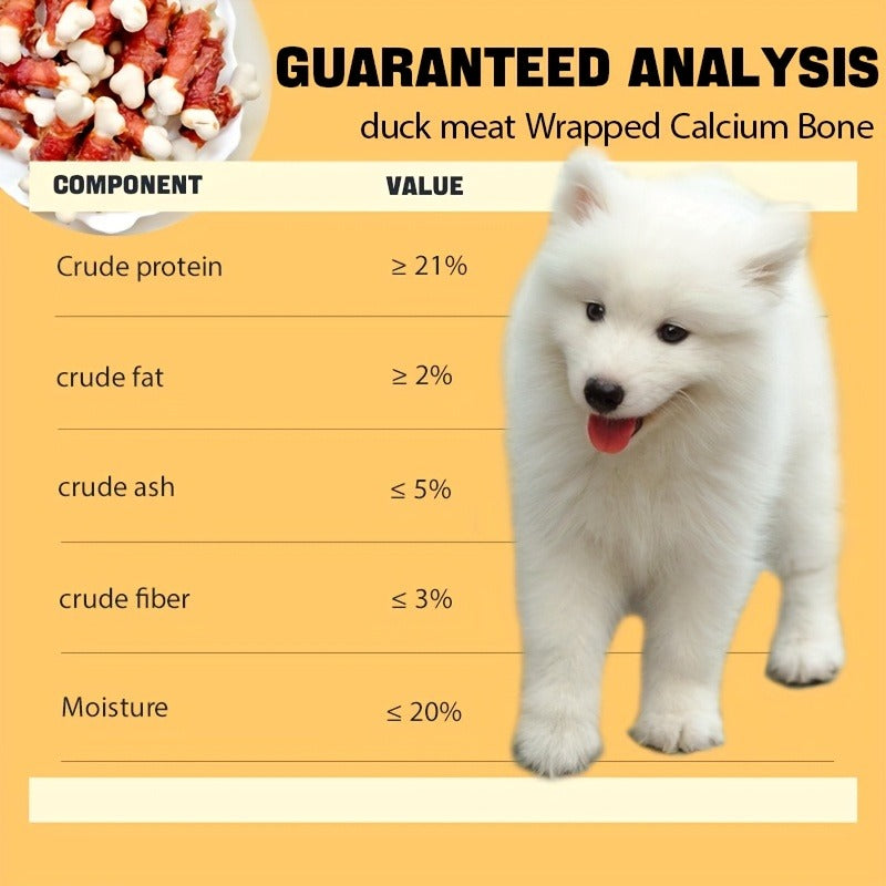Duck Wrapped Dog Treats – Natural Duck Calcium Bones & Dried Chicken Breast, High Protein Digestible Chewing Rewards for Small Medium Large Dogs, Healthy Training Treats 203g