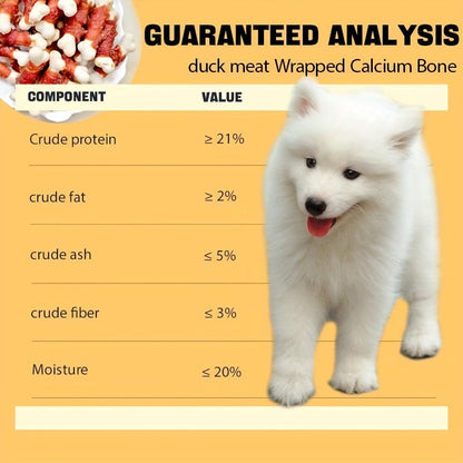 Duck Wrapped Dog Treats – Natural Duck Calcium Bones & Dried Chicken Breast, High Protein Digestible Chewing Rewards for Small Medium Large Dogs, Healthy Training Treats 203g