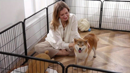Pet Playpen Exercise Pen for Dogs 8 or 16 Panel Modular Indoor Outdoor Dog Fence - 24 32 40 Inch Height Options for Small Medium Large Dogs & Puppies Sturdy Portable Enclosure
