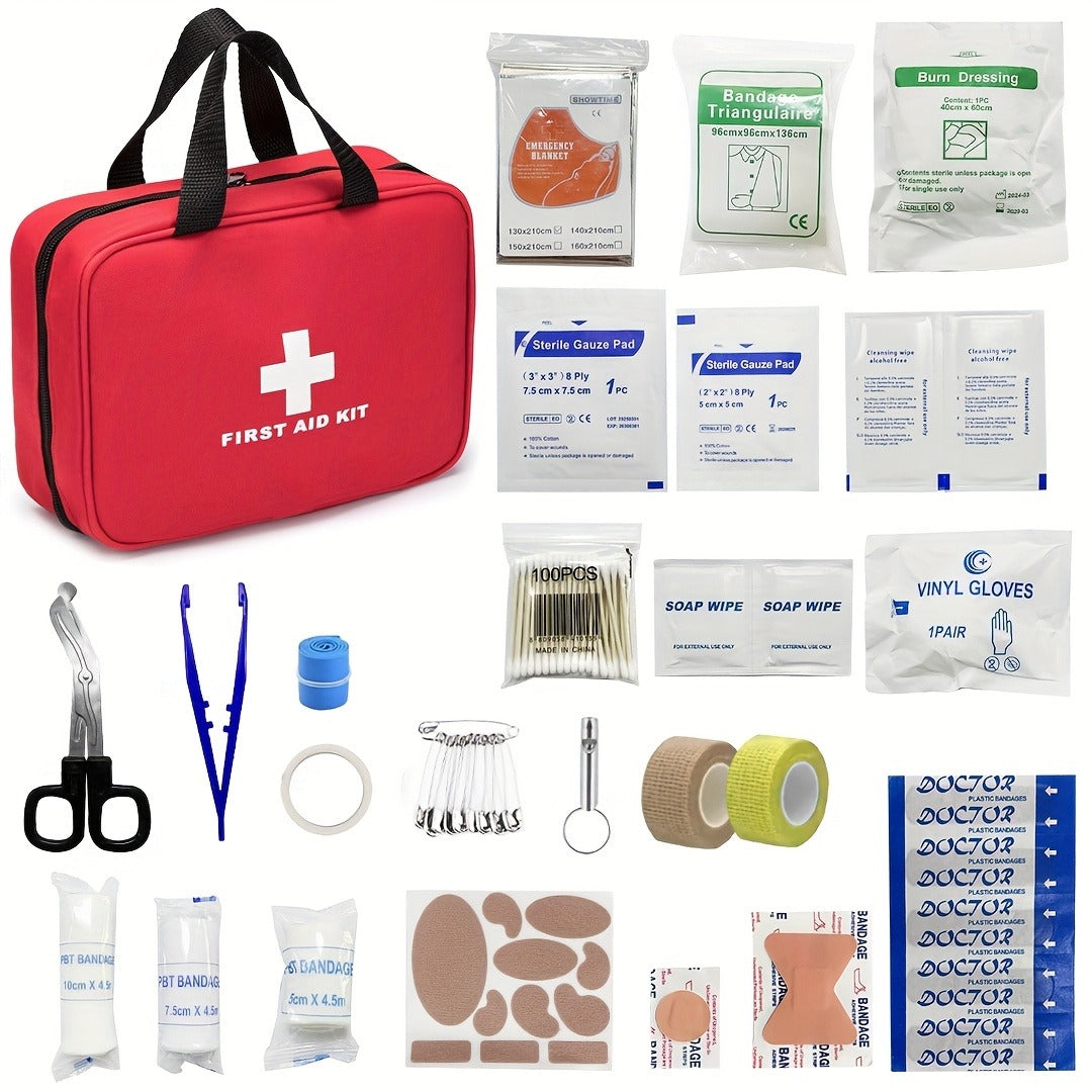338 Piece First Aid Kit Waterproof Compact Trauma Kit Home Car Camping