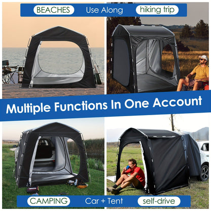 SUV Tent for Camping 5 Person Car Camping Tent Waterproof Tailgate Tent Easy Setup with Porch Awning for Outdoor Road Trip Family Camping Black Gray Navy Green