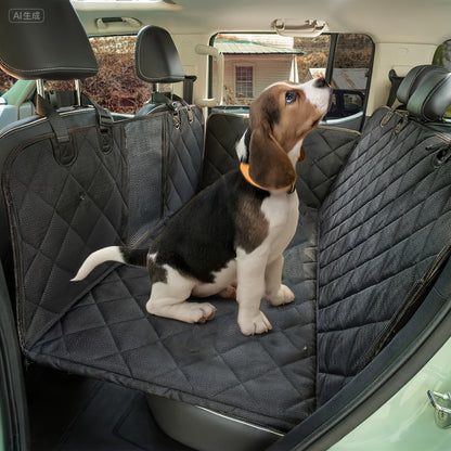 Dog Car Seat Cover for Back Seat - Waterproof Oxford & TPU Pet Seat Protector with Anti-Slip Base, Side Flaps, Seat Belt Openings & Mesh Window, Machine Washable Dog Car Cover for SUVs & Vehicles