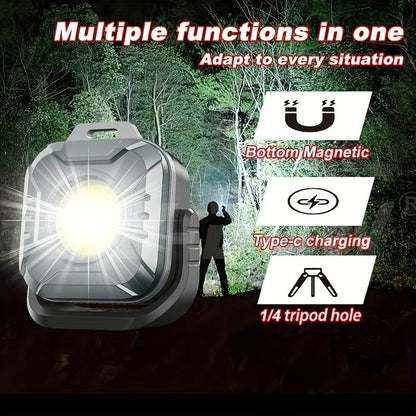 COB LED Work Light Rechargeable 500 Lumen 6 Modes Adjustable Color Temp Mini Tactical Flashlight for Camping Garage Car Repair Emergency EDC