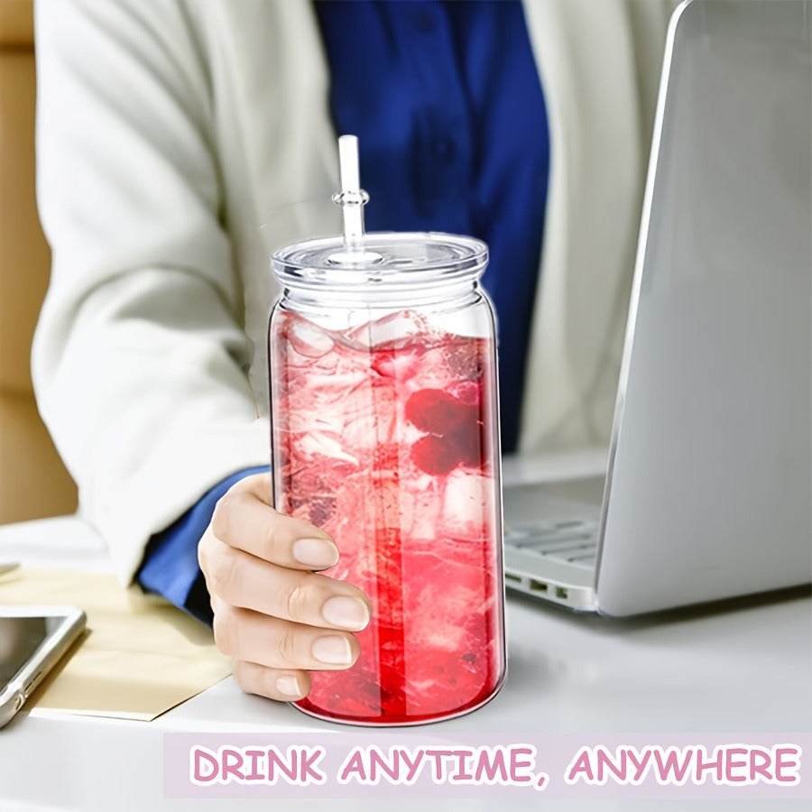 16oz Plastic Cups with Lids and Straws Bulk 25pcs Set Clear Flat Bottom Tumbler Single or Double Wall for Iced Coffee Boba Water Juice Party Favors Christmas Gifts